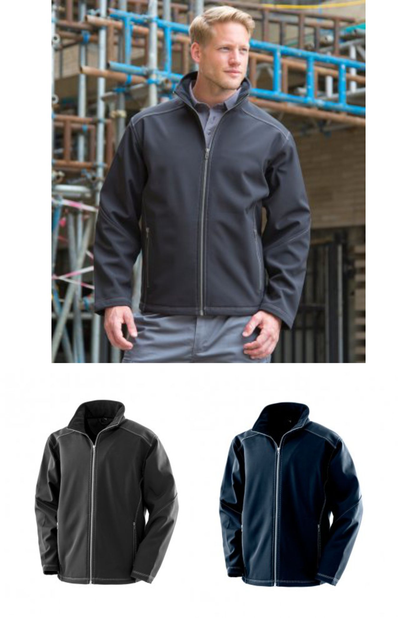Result Workguard RS455M Treble Stitch Soft Shell Jacket - Click Image to Close